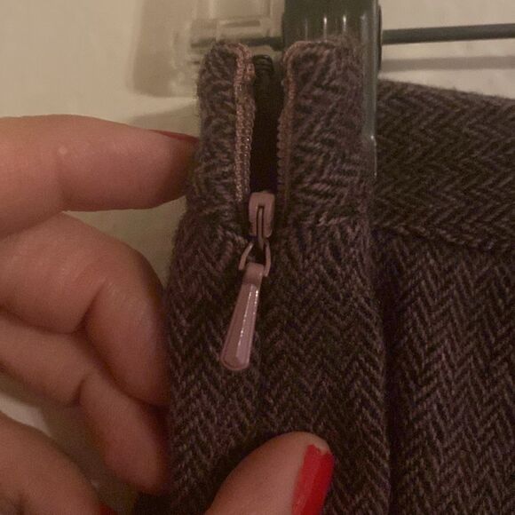 Vintage Club Monaco Lavender Purple Herringbone Wool Blend Raw Seam Pencil Skirt - Picture 5 of 6